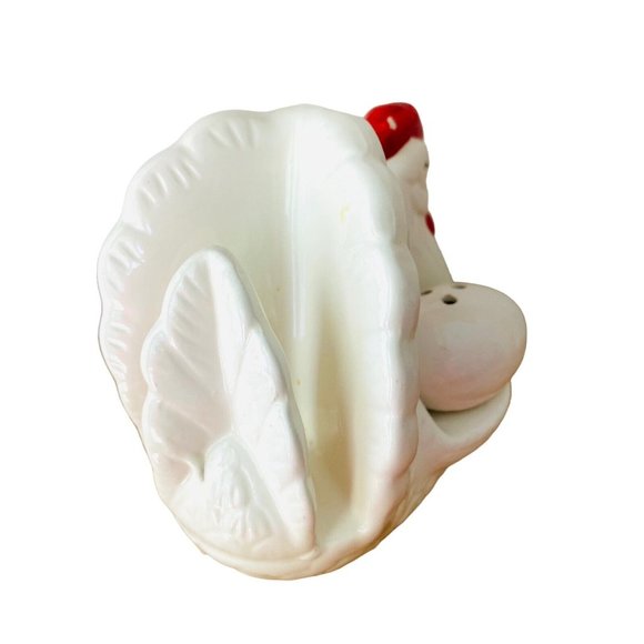 Vintage Hen On Nest Salt Pepper Napkin Holder Ceramic White Country Kitchen - Picture 6 of 10